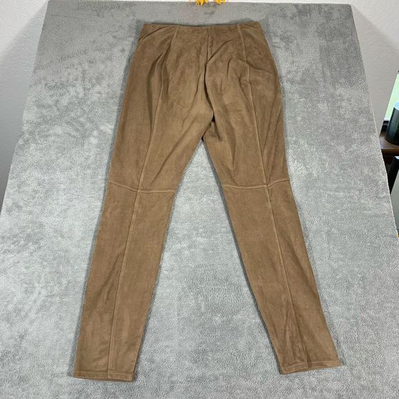 Lysse High Waisted Faux Suede Tan/brown Legging Casual Pants Size Medium - Picture 4 of 11